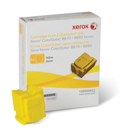 Genuine Xerox 108R00952 Xerox ColorQube 8870 8880 Yellow Solid Ink (6 Sticks/Box) (Total Box Yield 17300)