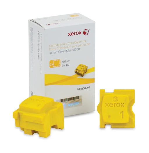 Genuine Xerox 108R00992 Xerox ColorQube 8700 Yellow Solid Ink (2 Sticks/Box) (Total Box Yield 4200)