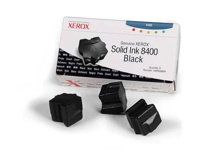 Genuine Xerox 108R00604 Xerox Phaser 8400 Black Solid Ink (3 Sticks/Box) (Total Box Yield 3400)